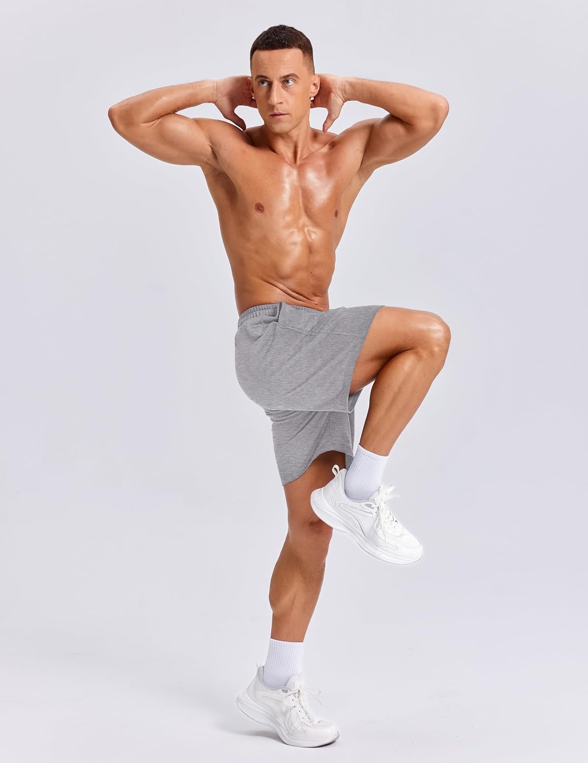 **PINSPARK Men's Casual Sweat Shorts - Lightweight Cotton Athletic Lounge Shorts with Drawstring | 7" Length**