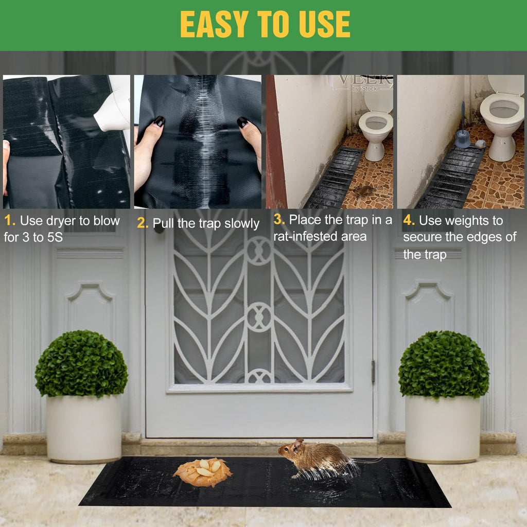 10 Pack Sticky Mouse Trap, Super Large 47.2 * 11'' Glue Traps for Mice, Peanut Taste Pheromone Rats Traps Indoor for Home, Rodent Snakes Spiders Roaches
