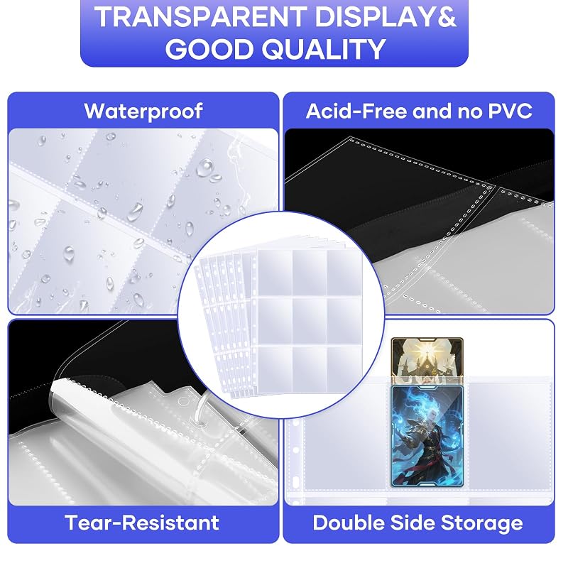 120 Pack 9-Pocket Double-Sided Card Sleeves - 2160 Card Binder Pages, Clear + Variation: Clear+120