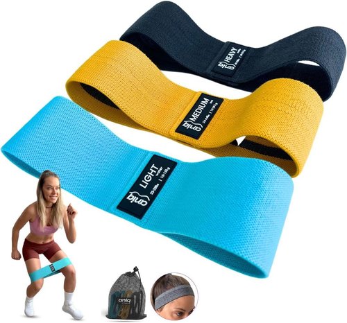 ANIQ® Fabric Resistance Bands - Non-Slip Booty Bands Set for Legs & Butt - 3 Levels for Squats & Glutes