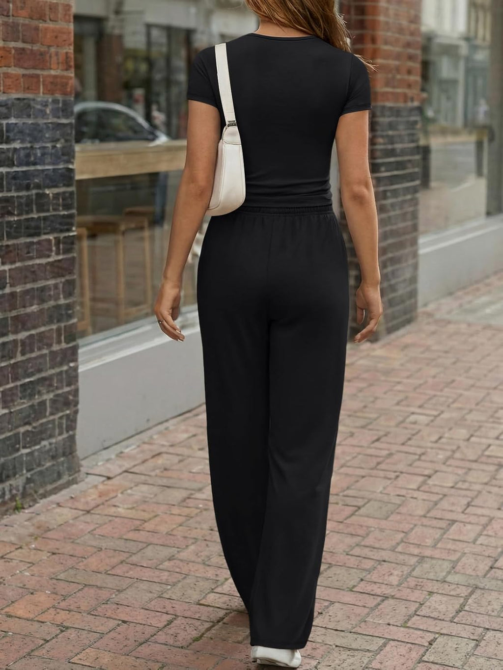 Trendy Queen Women's Lounge Set - Summer Henley Neck Crop Top & Wide Leg Pants | Casual Comfort