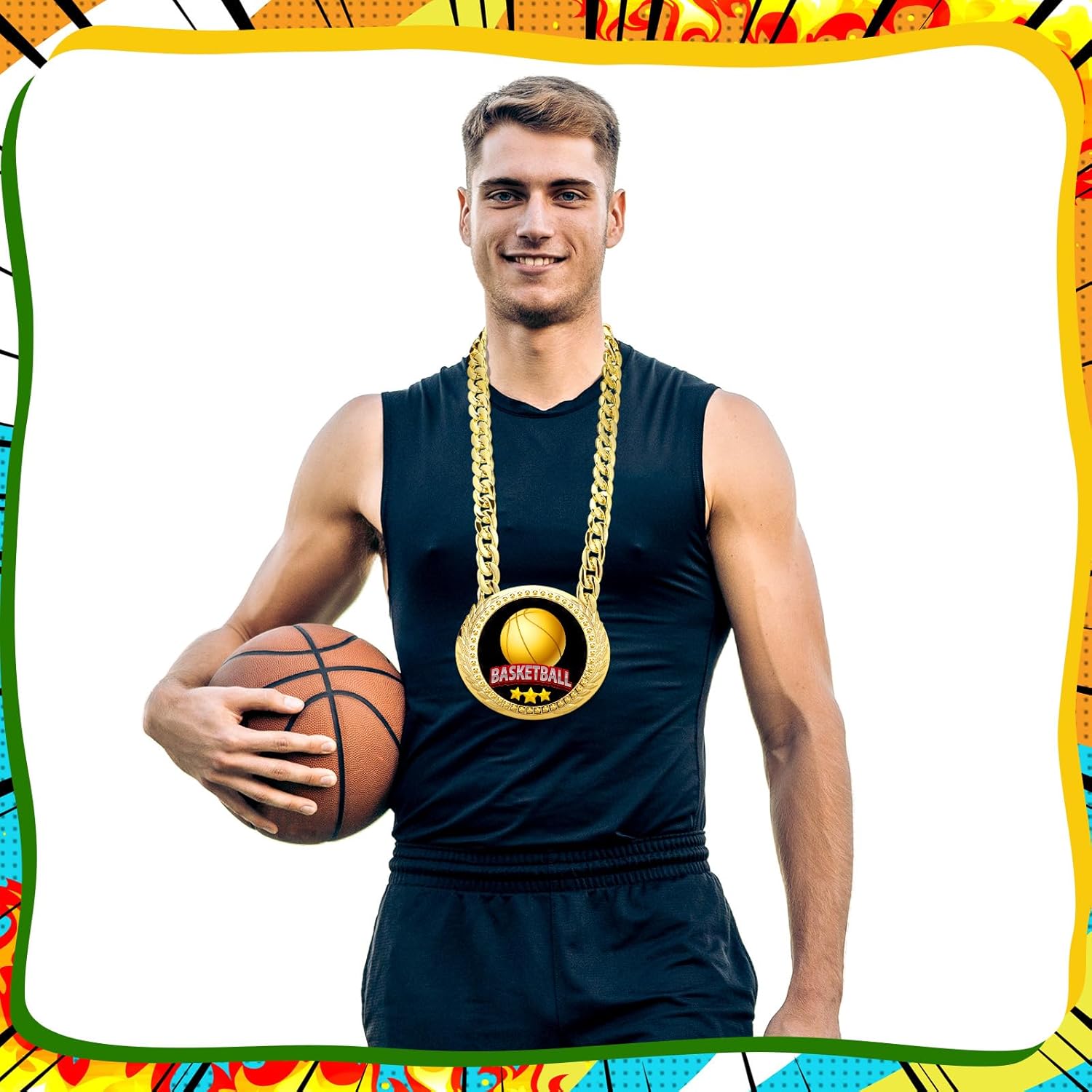 Tondiamo 3 Pcs Sports Turnover Chains - 6" Large Champion Medals for MVP Players | Basketball, Football, Soccer, Baseball, Softball, Volleyball