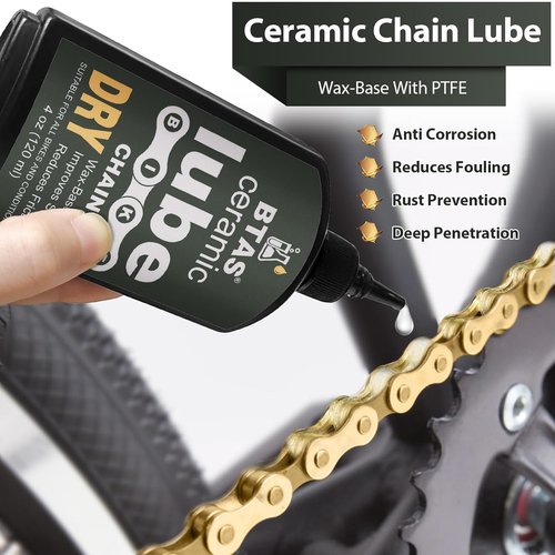 BTAS Dry Bike Chain Wax Lube - 4 oz Ceramic Nanoparticle & PTFE Lubricant for Road & Mountain Bikes