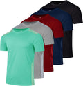 Real Essentials Men's Dry-Fit Crew Neck T-Shirts - 5 Pack for Fitness & Gym Workouts