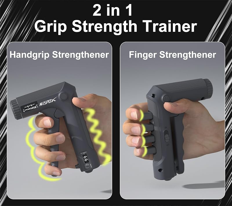 Grip Strength Trainer with Adjustable Resistance - 22-132lbs, 2-in-1 Forearm & Finger Exerciser - Black (Variation: Black)