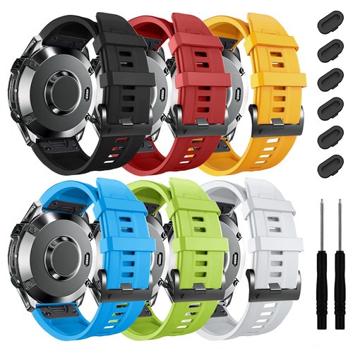 ZPJPPLX 22mm Quick-Fit Silicone Band Compatible with Garmin Fenix 8 Pro 47mm/E/7 Pro/7/6 Pro/6/5 Plus/5, Sport Replacement Straps For Approach S70/S62/Forerunner 970/965/955/quatix tactix 8 7 Pro 47mm