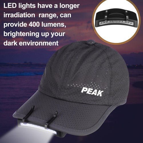 Mudder 4 Pcs Hat Light Clip 11 LED Light and Cob Cap Lights Clip on Hat Powered Headlamp Battery Cap Brim Lamp Black Waterproof Ultra Bright Headgear Flashlight for Hunting Camping Fishing Hiking