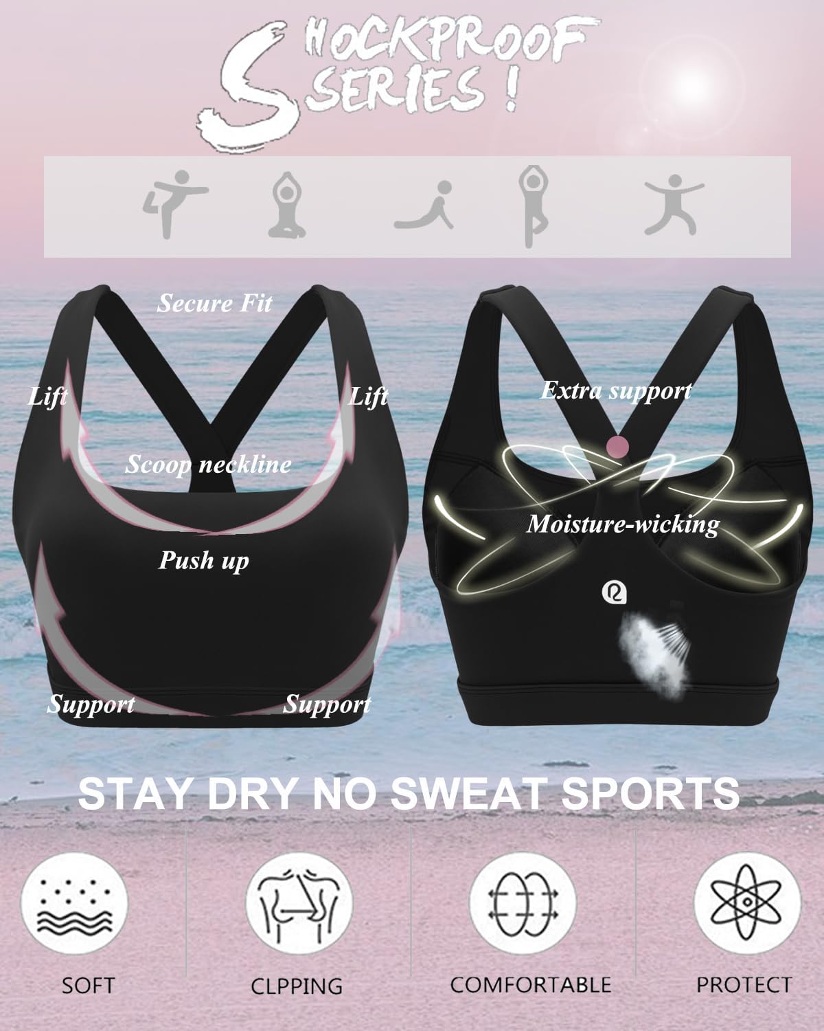 RUNNING GIRL High Support Sports Bra - Molded Cup Racerback Design for Women, Perfect for Workouts