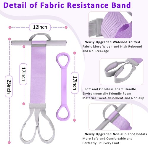 FEFURS 2 Pack Fabric Resistance Band with Handles,Non-Slip Foot Pedal Puller Resistance Band for Legs & Glutes Working Out,Portable Yoga & Physical Therapy&Home Fitness Accessories for Women & Men