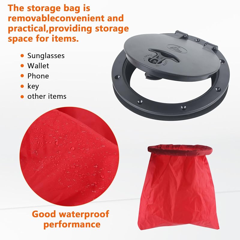 6in/8in Deck Hatch Kit with Storage Bag for Kayak Boat Deck Plate Waterproof Cover