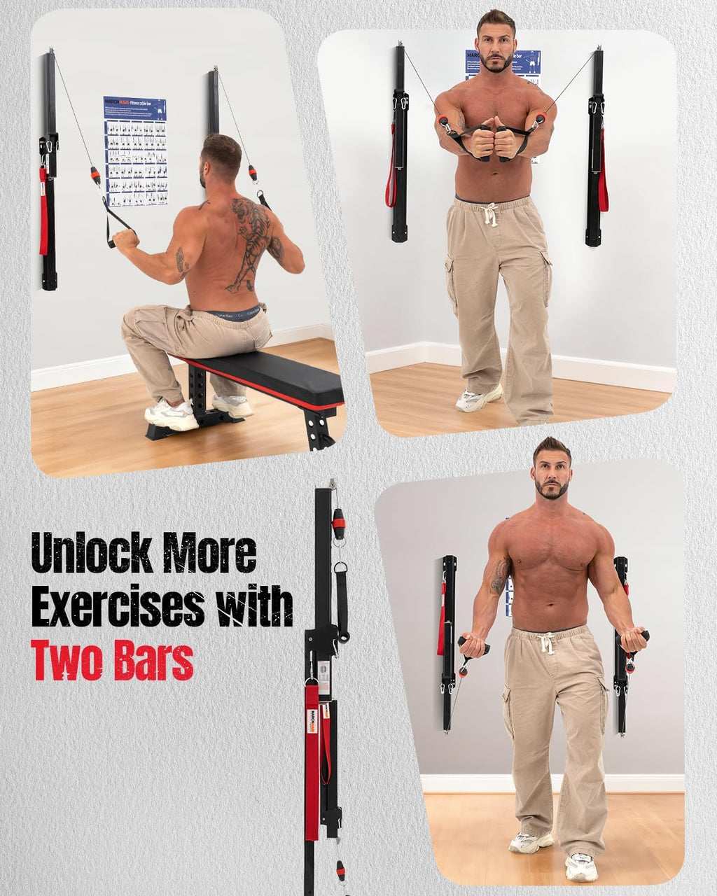 Wall-Mount Cable Machine Home Gym - Adjustable Resistance Compact Fitness Equipment for Full Body Strength & Toning