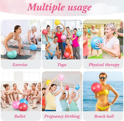 Aoriher 10 Pcs Mini Pilates Balls - 9 Inch Anti-Burst Yoga Balls for Stability & Core Workout
