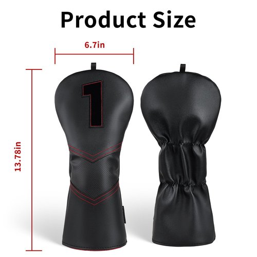 Craftsman Golf Club Cover Driver Head Cover Golf Headcover Premium Solid Black Leather Driver Headcovers for Golf Clubs