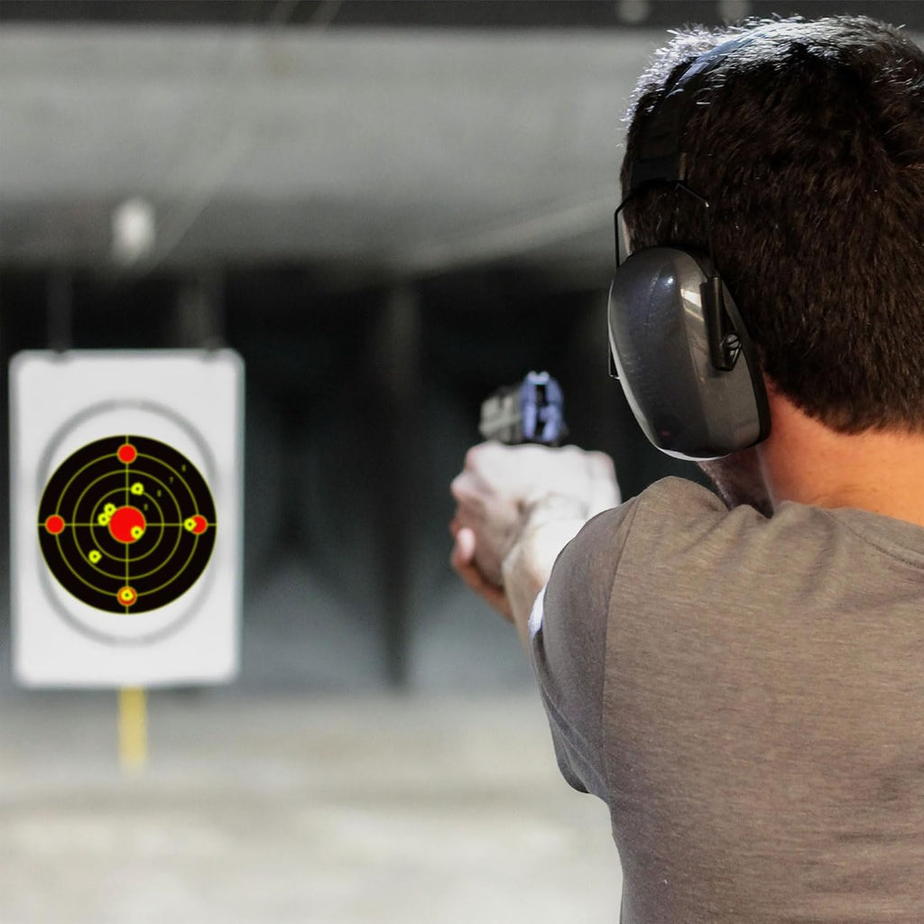 Skiennix Splatter Adhesive Shooting Targets - Reactive Yellow Effect | 12x12 Inch, 10/25/50 Pack