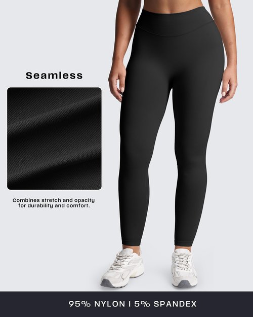 Aoxjox Women's Impact Seamless Workout Leggings Low Waist Hidden Scrunch Butt Lifting Athletic Yoga Pants 24" (Black, Medium)