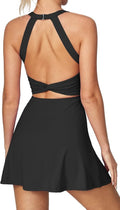 Heathyoga Tennis Dress - Built-In Shorts & Bra for Women | Summer Cut-Out Twisted Golf Workout Dress