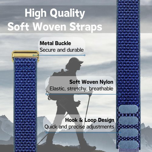 Vanet Nylon Straps Compatible with Polar Loop Bands/Polar 360 Replacement, Elastic Woven Strap Breathable Sport Adjustable Stretchy Braided Hook & Loop Wristbands for Men Women [NO Tracker]