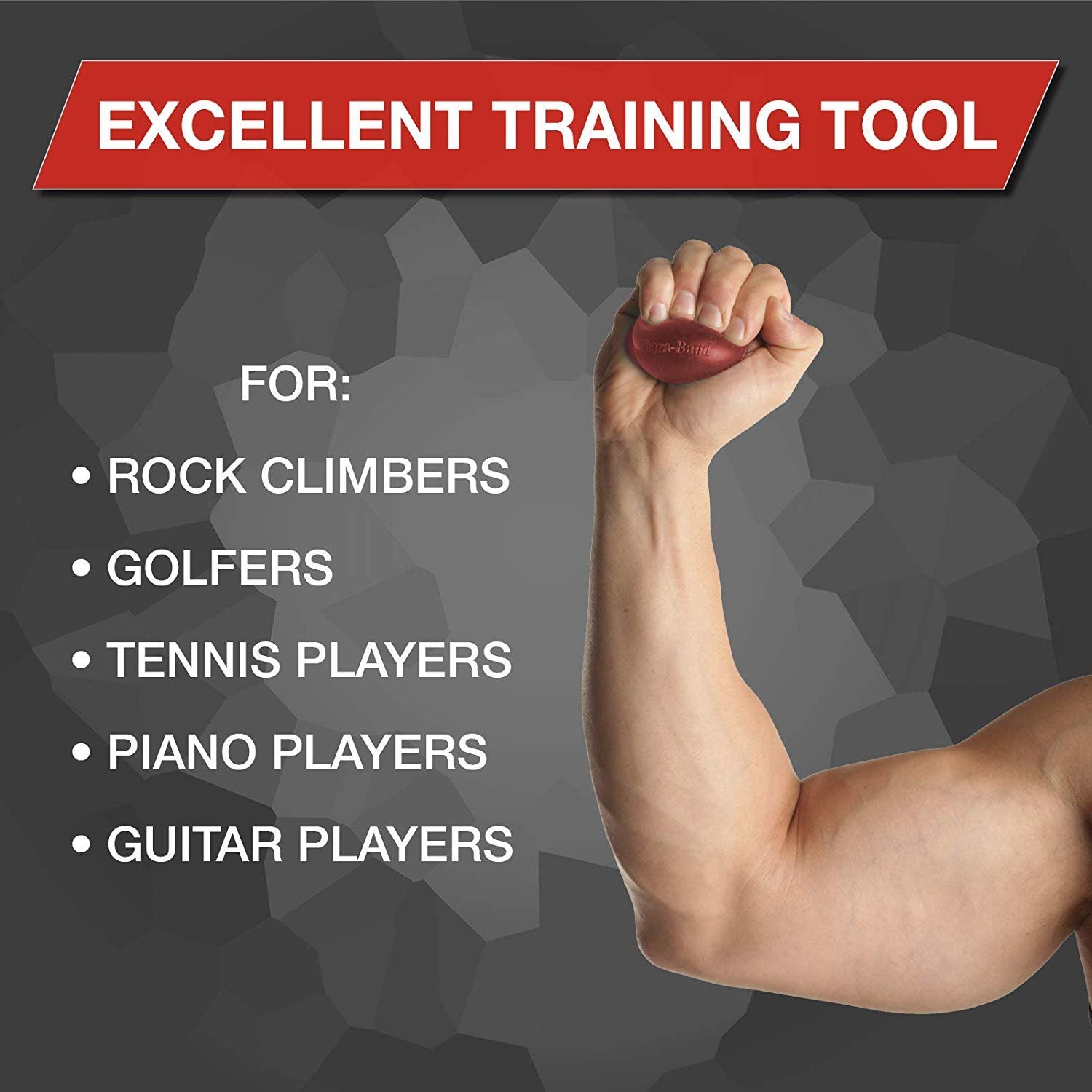 THERABAND Hand Exerciser, Ball For Hand, Wrist, Finger, Forearm, Grip Strengthening & Therapy, Squeeze Ball to Increase Hand Flexibility & Relieve Joint Pain, Red, Soft, Beginner