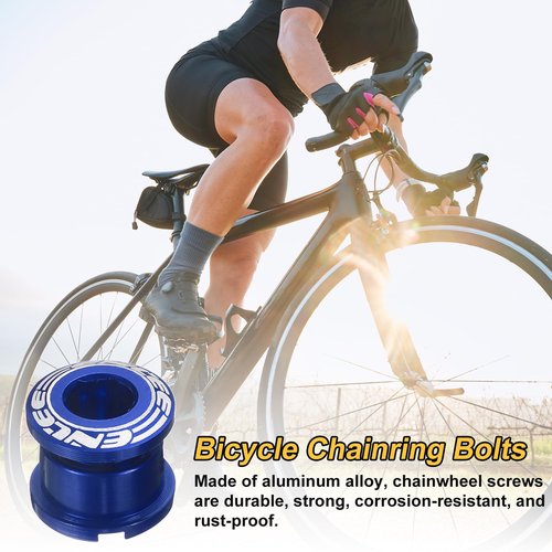 HARFINGTON 10pcs Single Chain Ring Bolts M8 Aluminum Alloy Bicycle Crankset Nut Chainwheel Screws for Road Bike Mountain Bike, Blue
