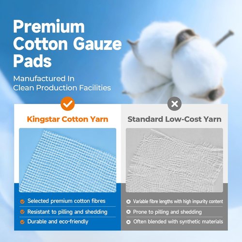 100Pcs Sterile Gauze Pads - 4x4 Inch, 12-Ply, Highly Absorbent Cotton for Wound Care