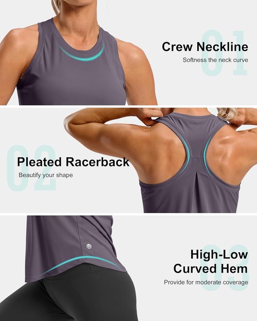 G Gradual Women's Workout Tank Top - Racerback Athletic Yoga Shirt | Loose Fit Sleeveless Gym Top