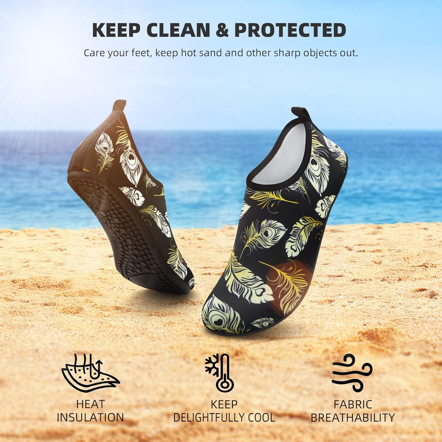 Skiennix Quick-Dry Water Shoes - Aqua Socks for Men & Women | Ideal for Beach, Yoga & Pool Activities