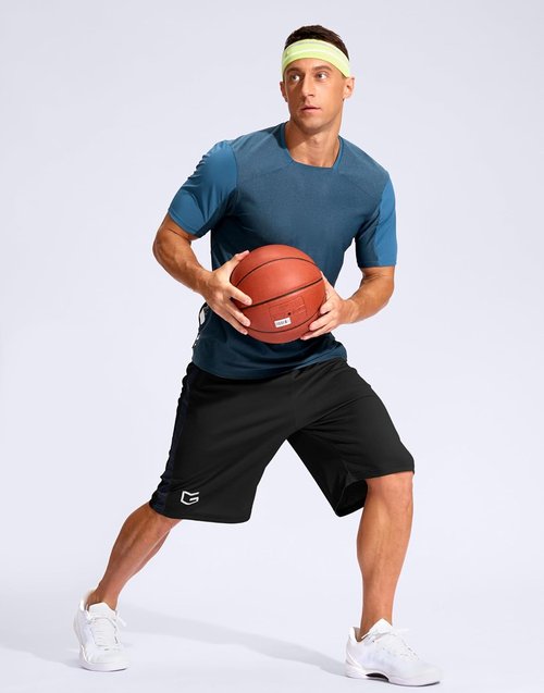 G Gradual Men's Basketball Shorts - 11" Lightweight Mesh with Zipper Pockets & Drawstring