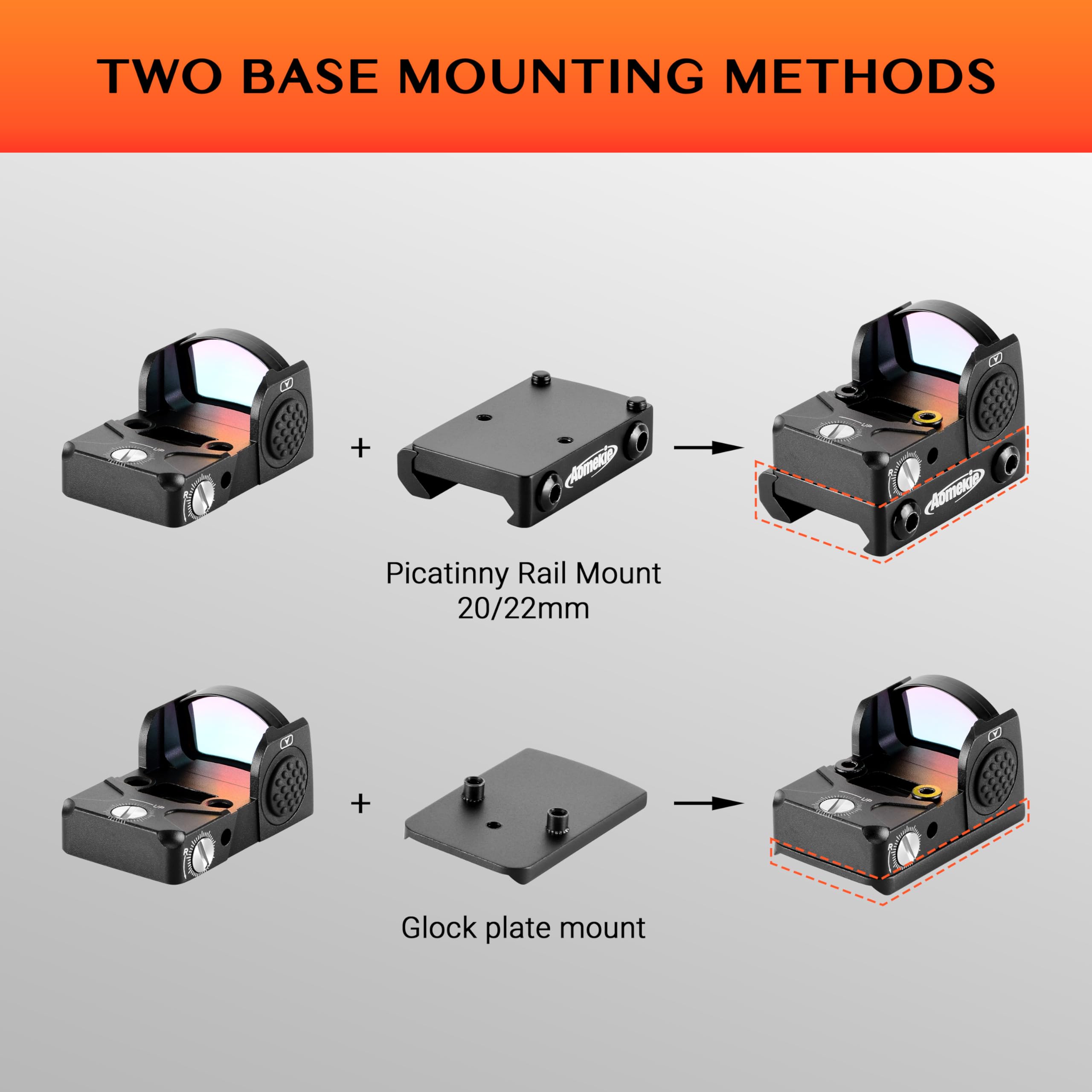 Aomekie RMR Red Dot Sight 2 MOA Adjustment for 22mm Picatinny/Weav Rail,Mini Reflex Sight Red Dot Optic with Shake Awake and 12 Brightness