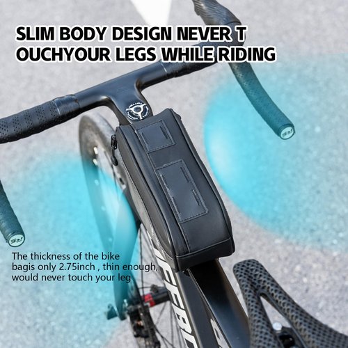 OFFBONDAGE Bike Frame Triangle Bag, 1.2L Water-Resistant Top Tube Bag with Dual Side Pockets, Reflective Cycling Storage Pouch, Multi-Angle Mount for Road, MTB, and Ebike Accessories