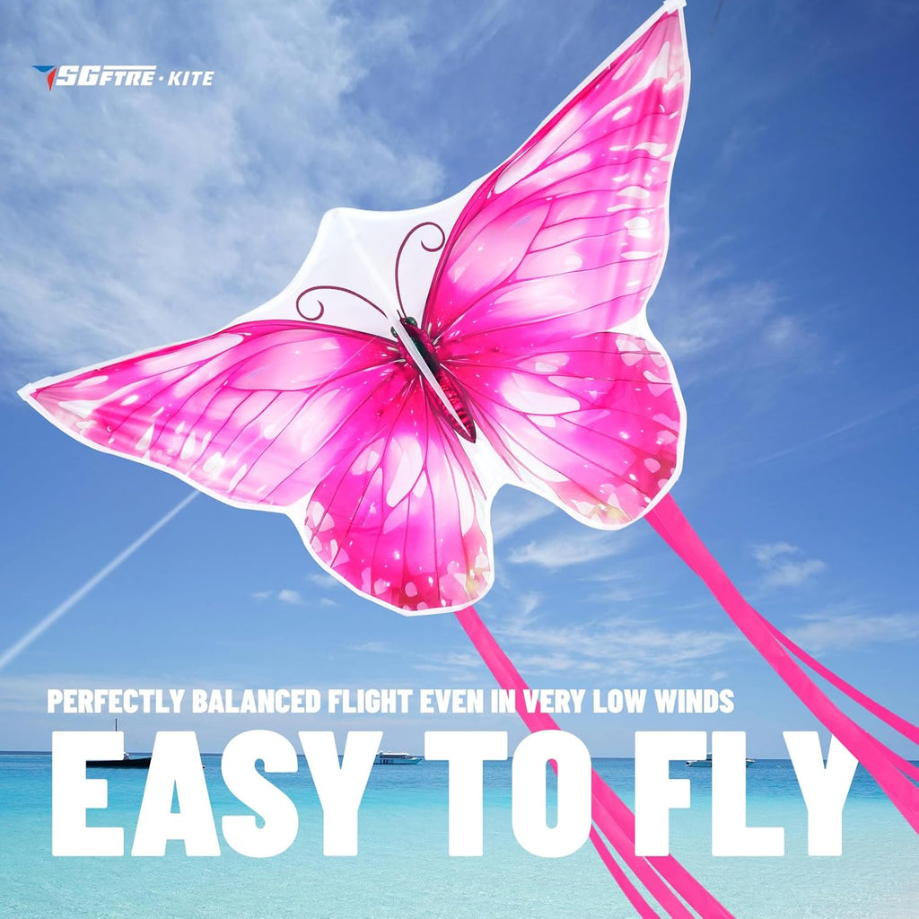 SGftre Butterfly Kite - Easy-Flying Outdoor Toy for Kids & Adults | Perfect for Beach Fun (Pink Dreamy Butterfly)