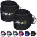 APEXUP Ankle Strap for Cable Machine, Ankle Resistance Bands, Cable Kick Back Straps for Gym, Glute Workouts, Leg Extensions, Adjustable Straps with Neoprene Padding (Pair, Black)