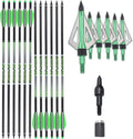 LWANO 100% Pure Carbon Crossbow Bolts Arrows 22 Inch Archery Arrows 12 Pack and 6 Pack Hunting Crossbow Broadheads kit for Hunting & Target Practice