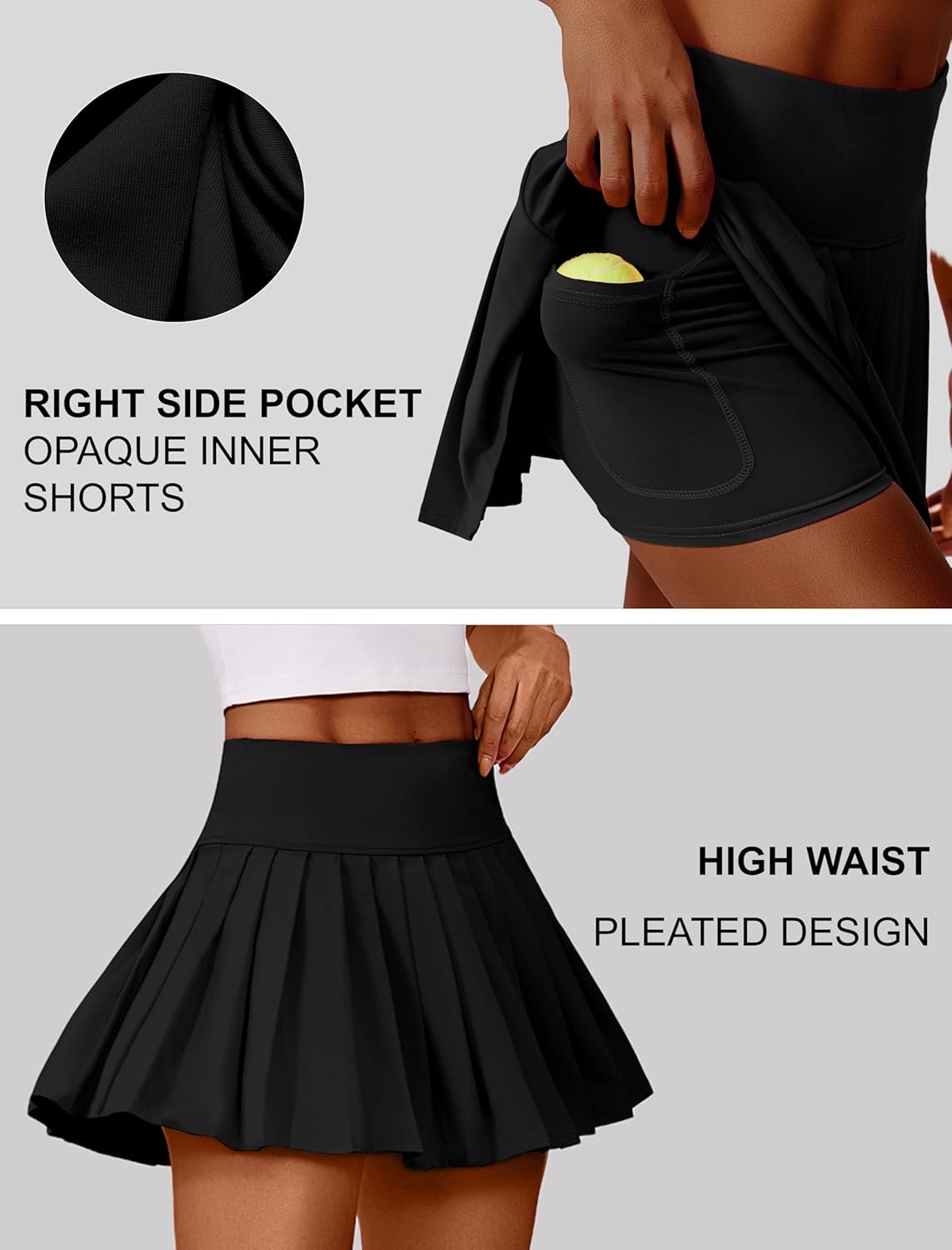 PINSPARK Pleated Tennis Skirts - High Waist Lightweight Mini Athletic Skorts for Women | Perfect for Golf & Pickleball
