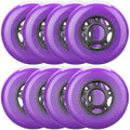 WHEELCOME 8-Pack Inline Skate Wheels Outdoor Indoor Roller Blade Wheels 85a Roller Hockey Wheels 64mm 70mm 72mm 76mm 80mm Inline Wheels Replacement for RipStik, Luggage, Scooter, etc (Purple, 76mm)