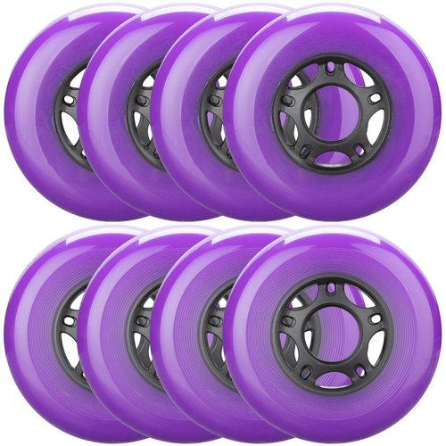 WHEELCOME 8-Pack Inline Skate Wheels Outdoor Indoor Roller Blade Wheels 85a Roller Hockey Wheels 64mm 70mm 72mm 76mm 80mm Inline Wheels Replacement for RipStik, Luggage, Scooter, etc (Purple, 76mm)