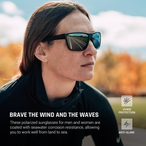 TOREGE Mens Women Sunglasses Polarized Sports UV Protection Wraparound Lightweight Sunglasses for Fishing Golf Driving Baseball NAUTILUS (C14)