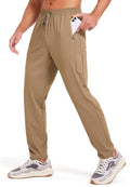 VEOBIKE Men's Track Pants Open Bottom Lightweight Stretch Gym Running Exercise Sweat Pants 28” Drawcord Training Fitness Sports Pants Deep Khaki