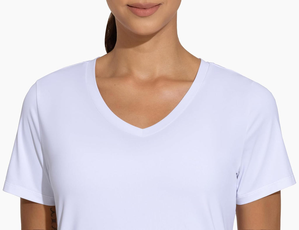 The Gym People Women's V-Neck Workout Shirts - Breathable Short Sleeve Yoga Tees for Comfort