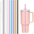 Alwenid Reusable Glitter Clear Stainless Steel Straws - 8PCS Color Replacement Set for Stanley & Owala Tumblers | BPA Free & Dishwasher Safe