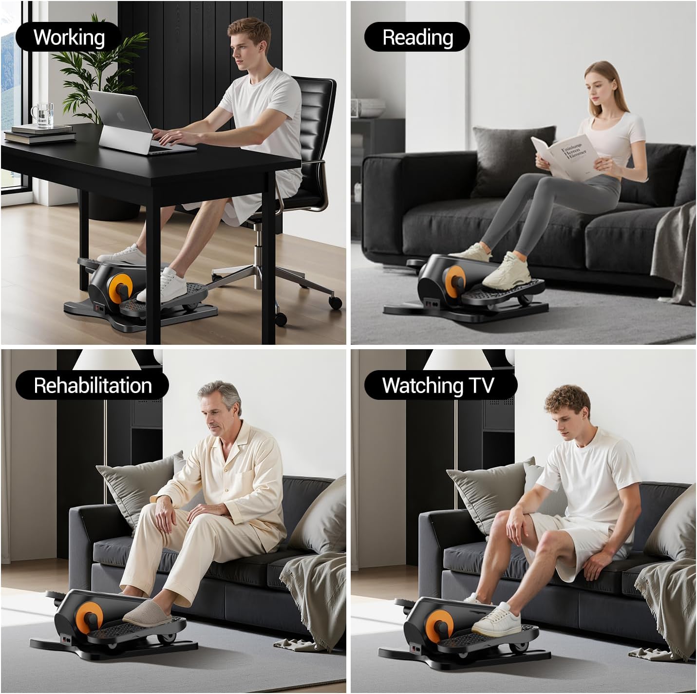 Under Desk Elliptical Machine - Mini Electric Pedal Exerciser with Remote | 12 Speed Levels & Dual Direction