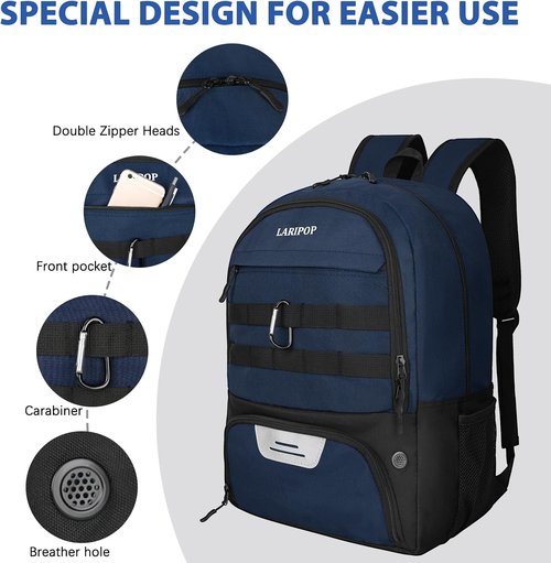 LARIPOP Soccer Backpack - Youth Sports Bag with Ball Holder & Shoe Compartment | Durable Design
