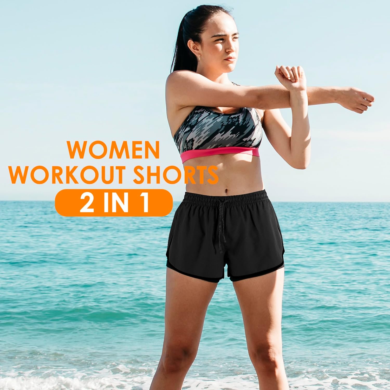 Yevrimow Women's 2-in-1 High-Waisted Running Shorts | Athletic Gym & Yoga with Liner Pockets