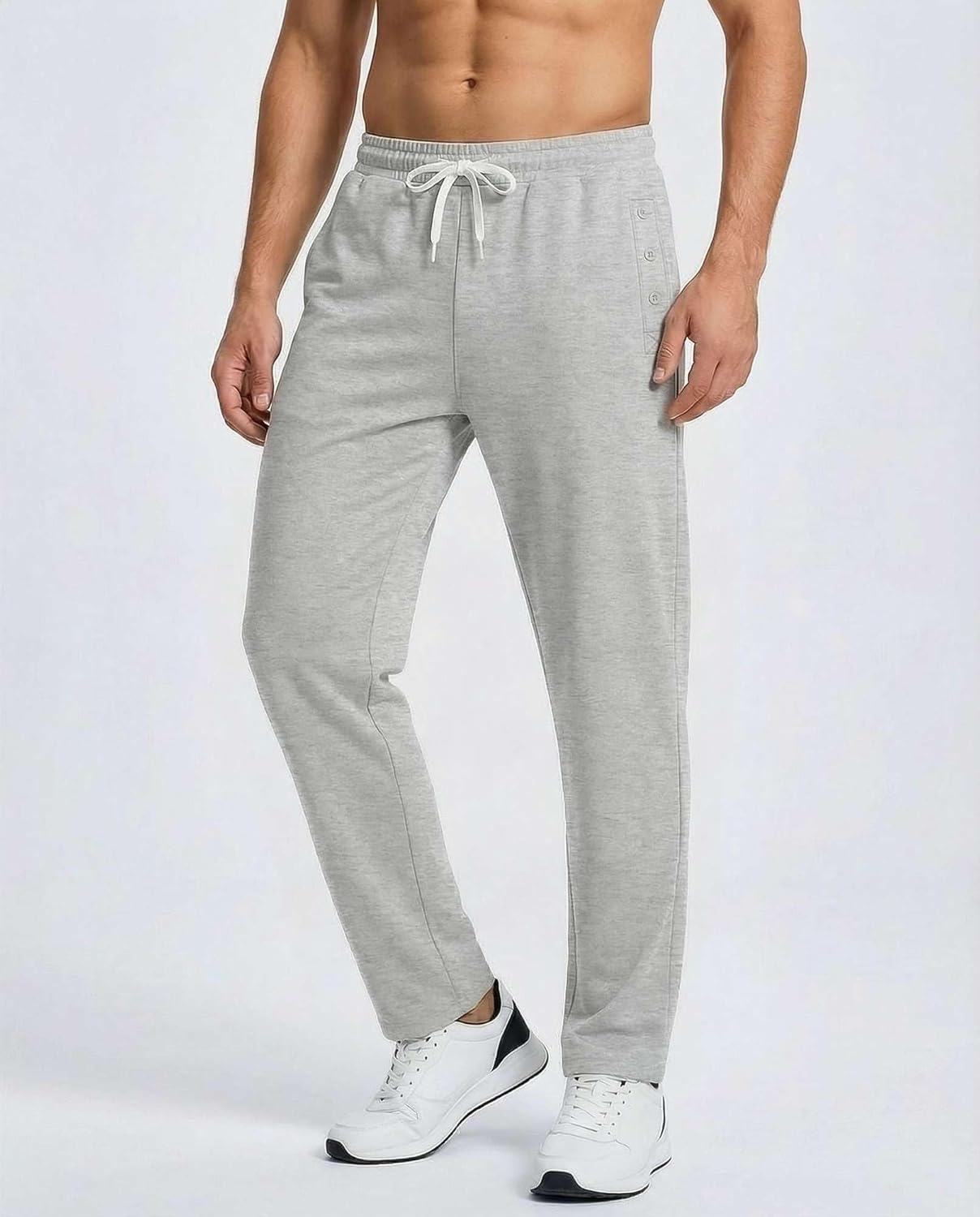Real Essentials Men's French Terry Sweatpants - 3 Pack of Casual Lounge Pants with Pockets