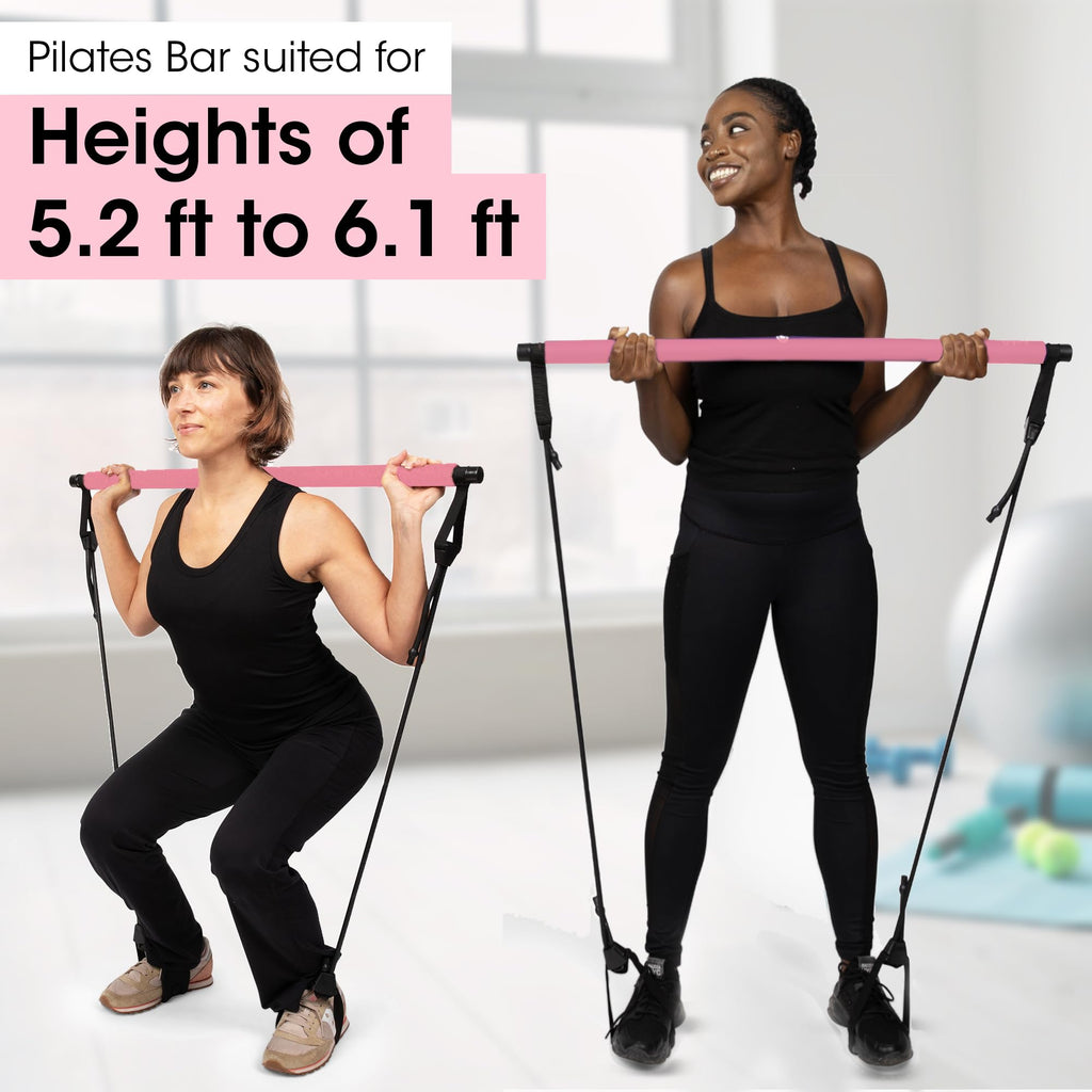 Stretched Fusion Pilates Bar Kit with Resistance Band for Home Workouts | Multifunctional Home Pilates Kit Set for Women & Men | Workout Bar for Legs, Hip, Waist and Arm, Includes 3 Bonuses
