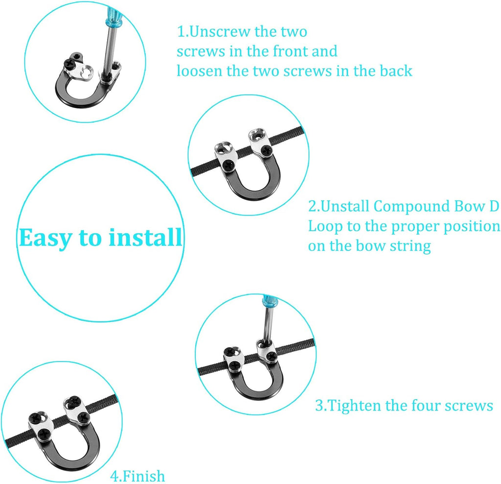 Sumind Archery D Loop Set - Metal U Nock D Ring Buckle Release for Compound Bow | Includes Screwdrivers
