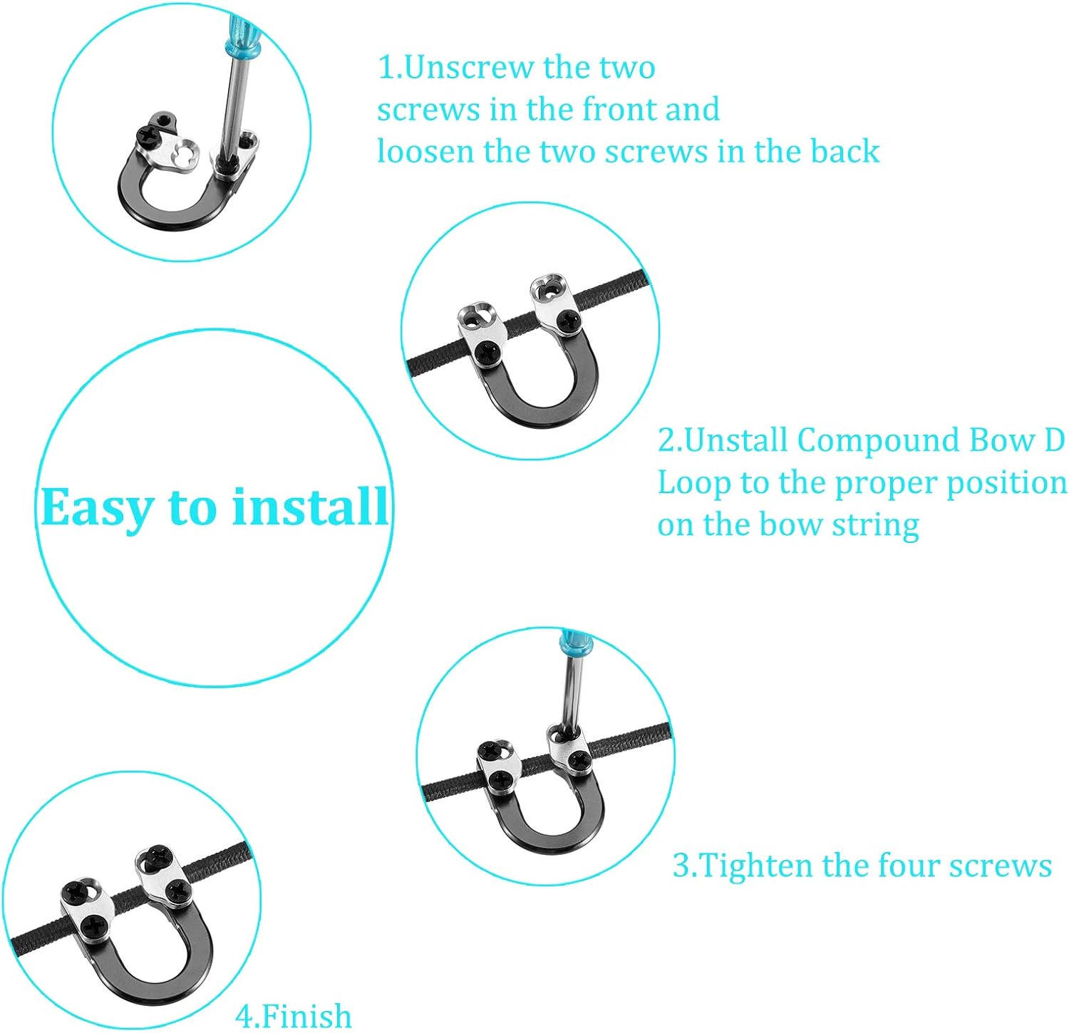 Sumind Archery D Loop Set - Metal U Nock D Ring Buckle Release for Compound Bow | Includes Screwdrivers
