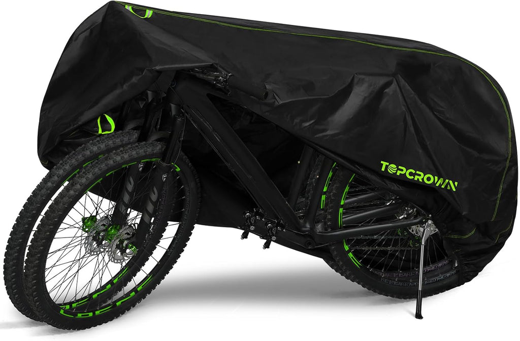 Topcrown Waterproof Bike Cover - Outdoor Storage for 2 Bikes | UV, Rain & Dust Protection, XXL Black & Green