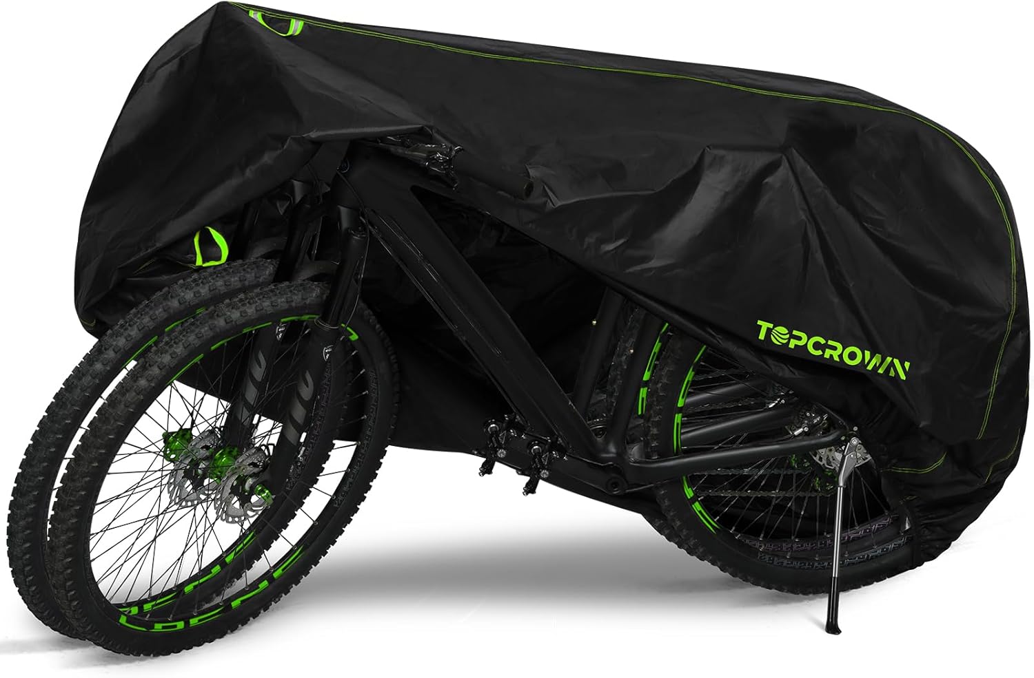 Topcrown Waterproof Bike Cover - Outdoor Storage for 2 Bikes | UV, Rain & Dust Protection, XXL Black & Green