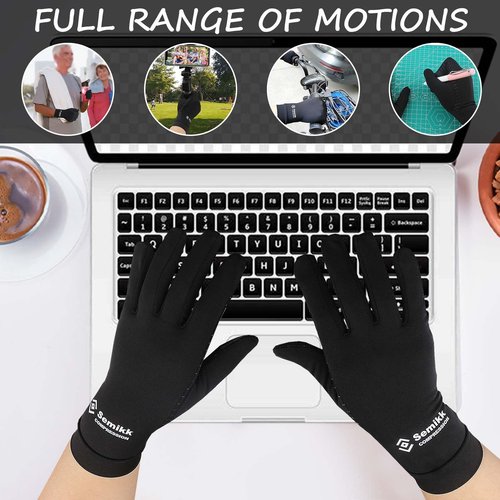 2 Pairs Compression Full Finger Arthritis Gloves, Copper Glove with Touch Screen Fingers for Everyday Support, Hand Joint Pain, Carpal Tunnel, Tendonitis, Trigger Finger, Fit for Men & Women (Medium)