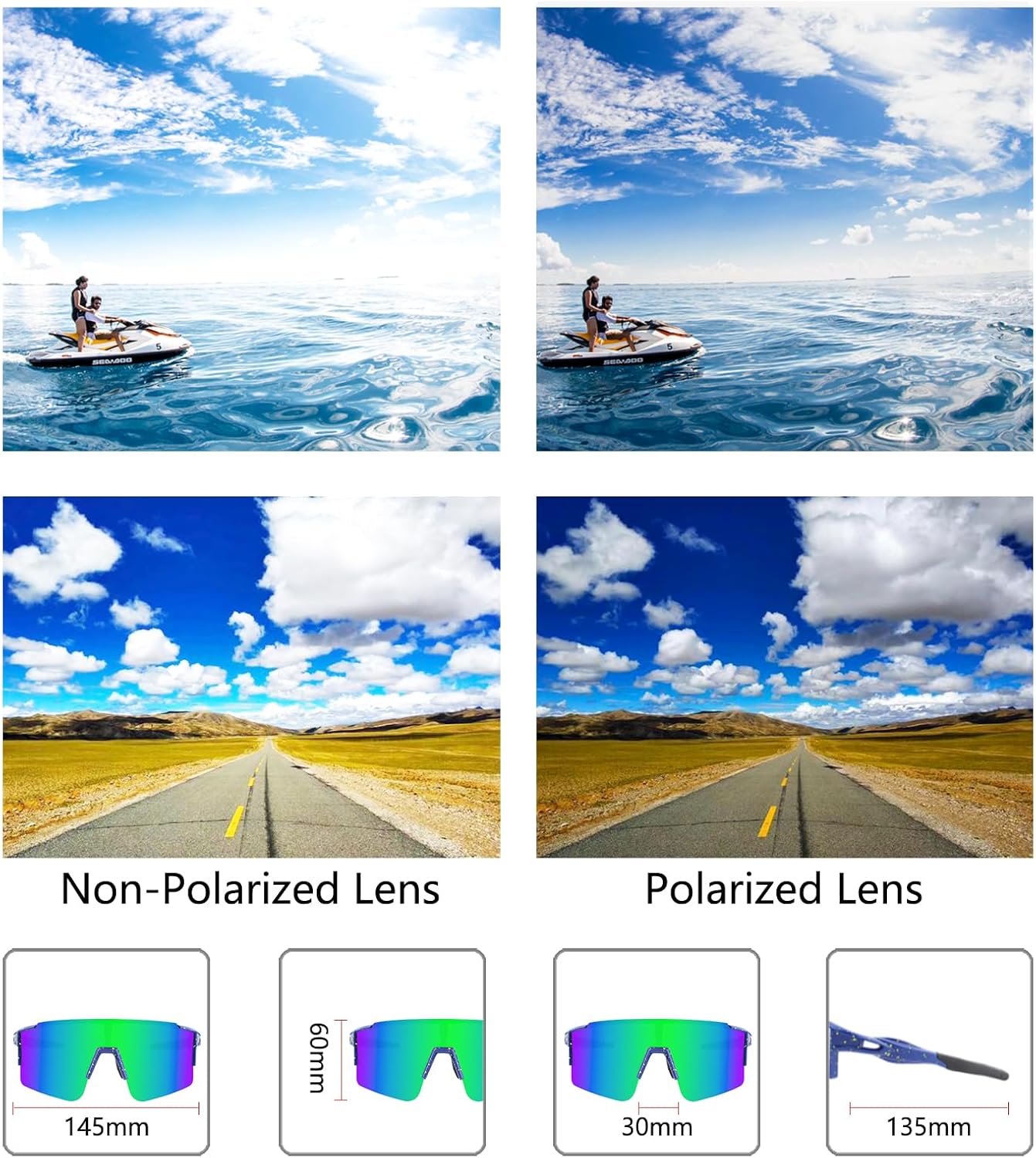 OULAIQI Polarized Cycling Sunglasses - Interchangeable Lenses for Men & Women | Lightweight & Durable